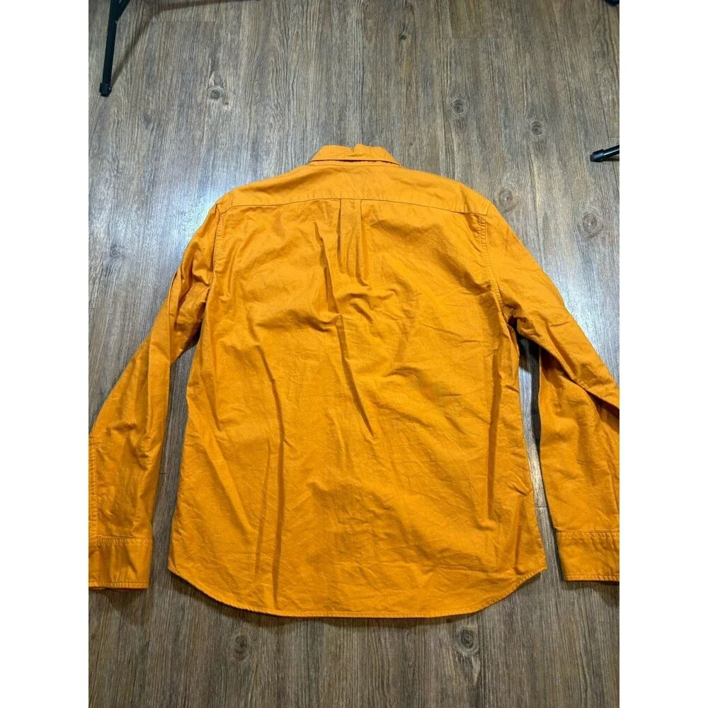 J Crew Shirt Mens L Orange Untucked Fit OCBD Oxford Preppy Luxury Casual